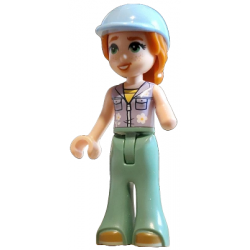 Friends Autumn - Lavender Sleeveless Jacket with Flowers, Sand Green Trousers Bell-Bottoms, Medium Nougat Shoes, Bright Light Blue Horse Riding Helmet – ПРИЯТЕЛИ
