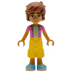 Friends Leo - Dark Pink Jacket, White Shirt with Hamburger, Yellow Cropped Trousers, Medium Azure Shoes – ПРИЯТЕЛИ