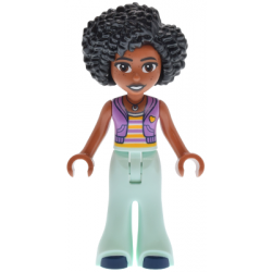 Friends Jamila - Medium Lavender Sleeveless Hoodie, Light Aqua Trousers Bell-Bottoms, Dark Blue Shoes – ПРИЯТЕЛИ
