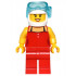 Red Female Top with 2 White Buttons and Black Straps, Red Legs, White Helmet, Scuba Mask, Peach Lips, Open Mouth Smile – МАРКА ЛЕГО