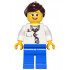 Doctor - Lab Coat Stethoscope and Thermometer, Blue Legs, Dark Brown Ponytail and Swept Sideways Fringe, Glasses and Smile – МАРКА ЛЕГО