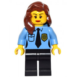 Police - Female Officer, Black Legs, Reddish Brown Hair Mid-Length with Part over Right Shoulder, Crow's Feet and Beauty Mark – МАРКА ЛЕГО