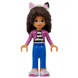 Gabby - Dark Pink Jacket over Black and White Striped Shirt, Blue Trousers – КУКЛЕНСКАТА КЪЩА НА ГАБИ