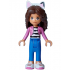 Gabby - Dark Pink Jacket over Black and White Striped Shirt, Blue Trousers, Dark Brown Hair with Int – КУКЛЕНСКАТА КЪЩА НА ГАБИ