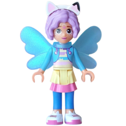Gabby - Medium Azure Hoodie, Layered Skirt over Blue Leggings, Medium Lavender Hair, Wings Fairy – КУКЛЕНСКАТА КЪЩА НА ГАБИ