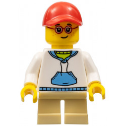 Child - Boy, White Hoodie with Medium Blue Pocket, Tan Short Legs, Red Cap, Glasses, Freckles – МАРКА ЛЕГО