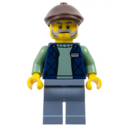 Corner Kiosk Vendor - Male, Dark Blue Bodywarmer over Sand Green Sweater, Sand Blue Legs, Dark Brown Flat Cap – ПРОМОЦИОНАЛНИ
