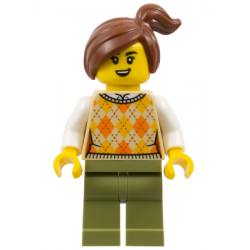 Corner Kiosk Customer - Female, Tan Knit Argyle Sweater Vest, Olive Green Legs, Reddish Brown Side Ponytail – ПРОМОЦИОНАЛНИ