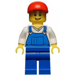 Overalls Blue over V-Neck Shirt, Blue Legs, Red Short Bill Cap, Open Grin – ПРАЗНИЦИ И СЪБИТИЯ