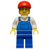 Overalls Blue over V-Neck Shirt, Blue Legs, Red Short Bill Cap, Open Grin – ПРАЗНИЦИ И СЪБИТИЯ