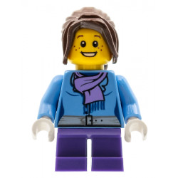 Medium Blue Jacket with Light Purple Scarf, Dark Purple Short Legs, Dark Brown Hair Ponytail Long with Side Bangs – ПРАЗНИЦИ И СЪБИТИЯ