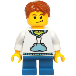 Child - Boy, White Hoodie with Medium Blue Pocket, Blue Short Legs, Dark Orange Hair, Black Dimple – ПРАЗНИЦИ И СЪБИТИЯ