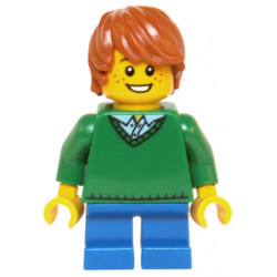 Child - Boy, Green V-Neck Sweater, Blue Short Legs, Dark Orange Tousled Hair, Freckles – ПРАЗНИЦИ И СЪБИТИЯ