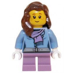 Medium Blue Jacket with Light Purple Scarf, Medium Lavender Short Legs, Reddish Brown Female Hair over Shoulder – ПРАЗНИЦИ И СЪБИТИЯ