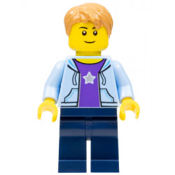 Boy, Bright Light Blue Hoodie with White Star, Dark Blue Legs, Medium Nougat Hair Short Tousled with Side Part – ПРАЗНИЦИ И СЪБИТИЯ