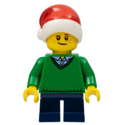 Boy, Green V-Neck Sweater, Dark Blue Short Legs, Santa Hat – ПРАЗНИЦИ И СЪБИТИЯ