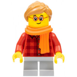 Child - Girl, Red Plaid Flannel Shirt, Light Bluish Gray Short Legs, Medium Nougat Ponytail Hair, Freckles, Glasses, Orange Scarf – ПРАЗНИЦИ И СЪБИТИЯ