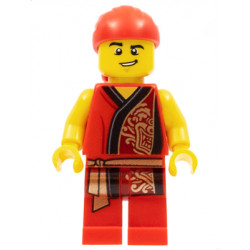 Lion Dance Musician, Red Head Wrap, Lopsided Grin, Raised Eyebrow, Red Robe with Gold Dragon – ПРАЗНИЦИ И СЪБИТИЯ