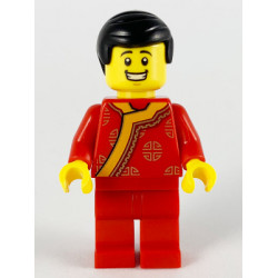 Toy Vendor, Black Hair, Red Changshan with Bright Light Orange Wide Hem, Gold Circles Pattern – ПРАЗНИЦИ И СЪБИТИЯ