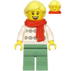 Woman, White Turtleneck Sweater, Sand Green Legs, Bright Light Yellow Hair, Red Scarf – ПРАЗНИЦИ И СЪБИТИЯ