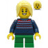 Girl - Dark Blue Knit Sweater, Green Short Legs, Bright Light Yellow Hair – МАРКА ЛЕГО