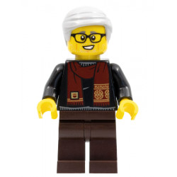 Grandfather, Black Shirt with Dark Red Scarf, Dark Brown Legs, Light Bluish Gray Hair – ПРАЗНИЦИ И СЪБИТИЯ