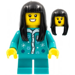 Child - Girl, Dark Turquoise Pajamas Top, Dark Turquoise Short Legs, Black Long Hair – ПРАЗНИЦИ И СЪБИТИЯ