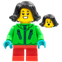 Child - Girl, Bright Green Jacket, Red Short Legs, Black Hair – ПРАЗНИЦИ И СЪБИТИЯ