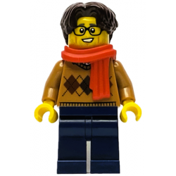 Wintertime Carriage Passenger - Male, Medium Nougat Argyle Sweater, Dark Blue Legs, Dark Brown Hair, Glasses, Red Scarf – ПРАЗНИЦИ И СЪБИТИЯ