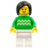 Woman - Bright Green Sweater with Bright Light Yellow Zigzag Lines, White Legs, Black Hair – ПРАЗНИЦИ И СЪБИТИЯ