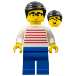 Man - White Sweater with Red Horizontal Stripes, Blue Legs, Black Hair, Glasses – ПРАЗНИЦИ И СЪБИТИЯ