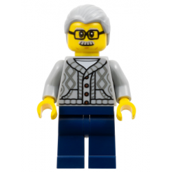 Man - Light Bluish Gray Knit Cable Cardigan Sweater, Dark Blue Legs, Light Bluish Gray Hair, Glasses – ПРАЗНИЦИ И СЪБИТИЯ