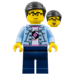 Man - Bright Light Blue Jacket, White Shirt with Record, Dark Blue Legs, Black Hair, Glasses – ПРАЗНИЦИ И СЪБИТИЯ