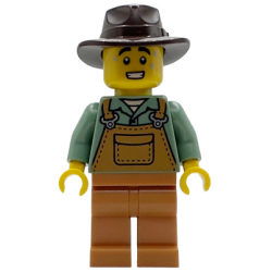 Farmer - Male, Medium Nougat Overalls over Sand Green Shirt, Medium Nougat Legs, Dark Brown Fedora, Sweat – ПРАЗНИЦИ И СЪБИТИЯ