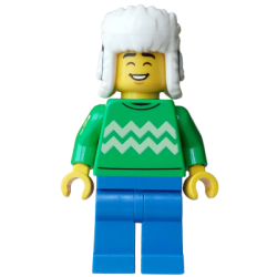 Customer Hot Chocolate Stand - Male, Bright Green Sweater with Bright Light Yellow Zigzag Lines, Blu – ПРАЗНИЦИ И СЪБИТИЯ