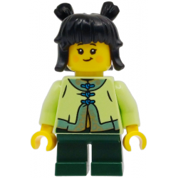Child - Girl, Yellowish Green Tang Jacket, Dark Green Short Legs, Black Hair with Buns – ПРАЗНИЦИ И СЪБИТИЯ