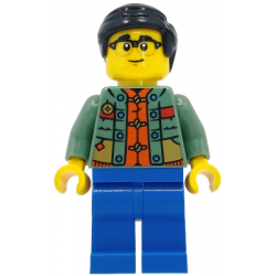 Man - Sand Green Sweater over Reddish Orange Tang Jacket, Blue Legs, Black Smooth Hair – ПРАЗНИЦИ И СЪБИТИЯ
