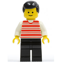 Horizontal Lines Red - White Arms - Black Legs, Black Male Hair – ГРАДСКИ