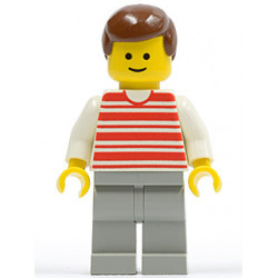 Horizontal Lines Red - White Arms - Light Gray Legs, Brown Male Hair – ГРАДСКИ