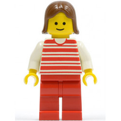 Horizontal Lines Red - White Arms - Red Legs, Brown Female Hair – ГРАДСКИ