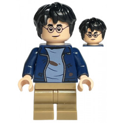 Harry Potter - Dark Blue Open Jacket with Tears and Blood Stains, Plain Arms, Dark Tan Medium Legs, Smile / Angry Mouth – ХАРИ ПОТЪР