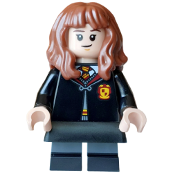 Hermione Granger - Gryffindor Robe Clasped, Black Skirt, Black Short Legs with Dark Bluish Gray Stripes, Grin / Cat Face – ХАРИ ПОТЪР