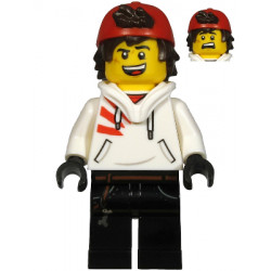 Jack Davids - White Hoodie with Backwards Cap and Hood Folded Down (Open Mouth Smile / Scared) – СКРИТАТА СТРАНА