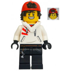 Jack Davids - White Hoodie with Backwards Cap and Hood Folded Down (Large Smile / Grumpy) – СКРИТАТА СТРАНА