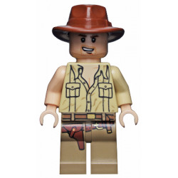 Indiana Jones - Tan Open Collar Shirt, Reddish Brown Fedora, Open Mouth Lopsided Grin – ИНДИАНА ДЖОУНС