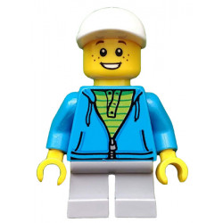 Boy, White Cap, Dark Azure Hoodie, Lime Shirt – ЛЕГО ИДЕИ