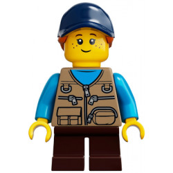 Child - Girl, Dark Tan Vest over Dark Azure Shirt, Dark Brown Short Legs, Dark Blue Cap with Dark Orange Ponytail, Freckles – ЛЕГО ИДЕИ