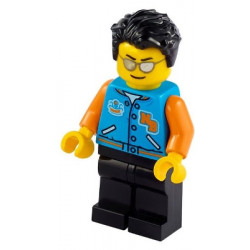 Man, Dark Azure Letter Jacket, Black Legs, Black Hair – ЛЕГО ИДЕИ