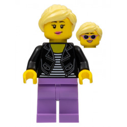 Woman, Black Leather Jacket, Medium Lavender Legs, Bright Light Yellow Hair – ЛЕГО ИДЕИ