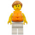 Sailor - Female, Dark Azure and White Striped Shirt with Red Scarf, White Legs, Medium Nougat Ponytail, Orange Life Jacket – ЛЕГО ИДЕИ